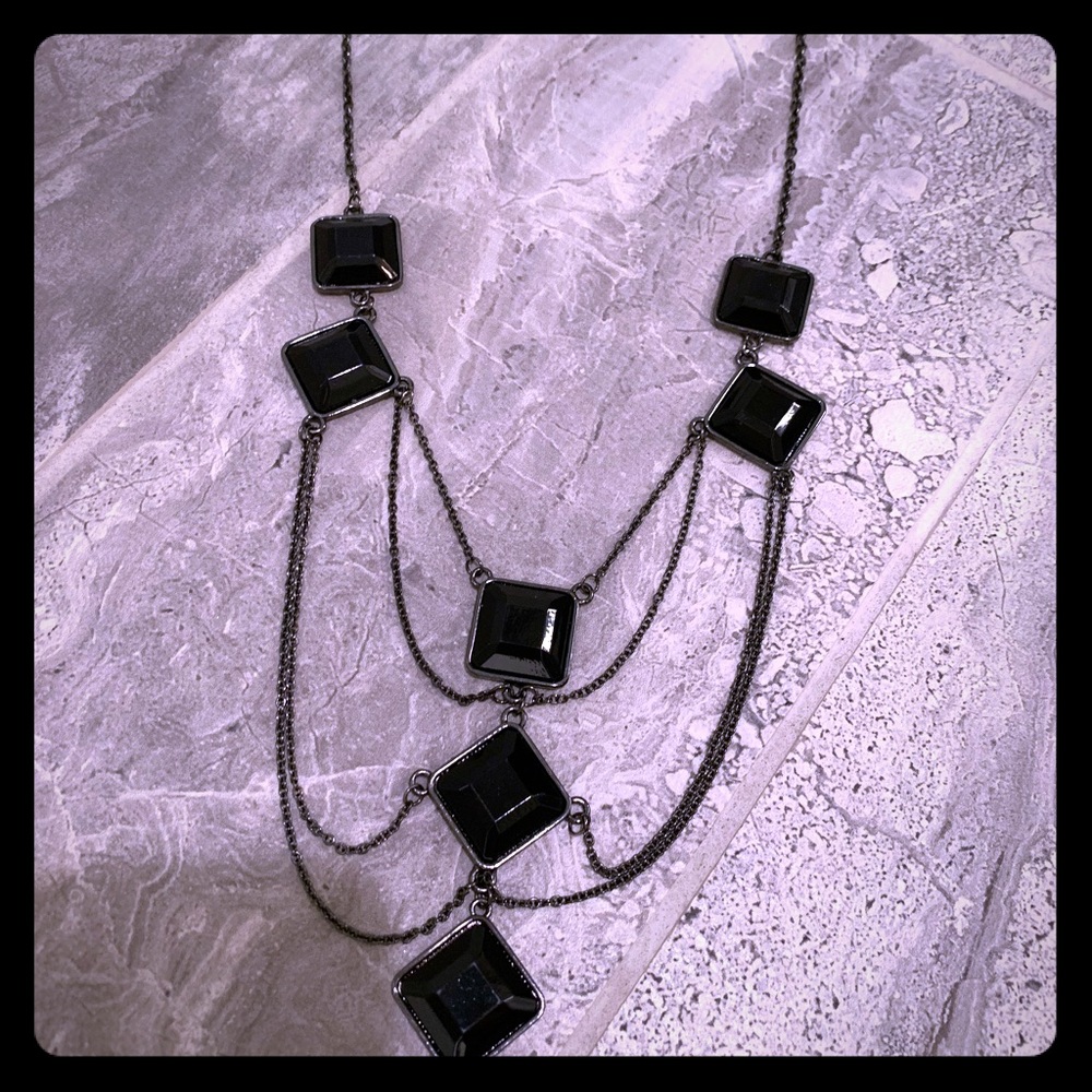 Statement necklace with black stones